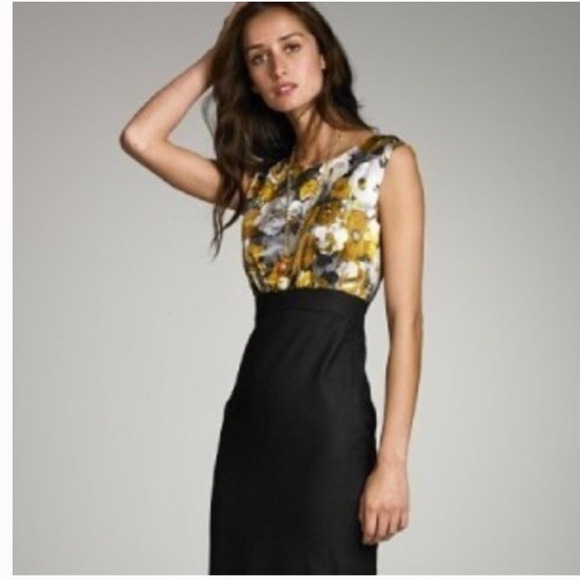 J Crew Floral Silk Top Black Wool Skirt Sleeveless Dress Womens Size 6 - Picture 1 of 9
